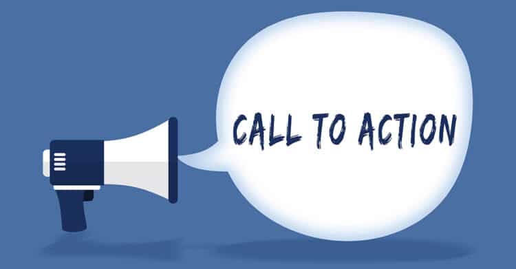 Effective Copywriting: The Core Pillars That Convert 6 Blue megaphone beside a large white speech bubble with the words "CALL TO ACTION" in dark lettering on a blue background. The graphic clearly represents effective copywriting by emphasizing the prompt that encourages readers to take the next step.
