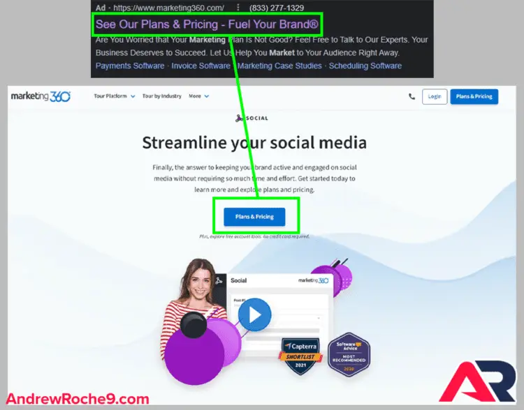 Landing Page Experience Common Message