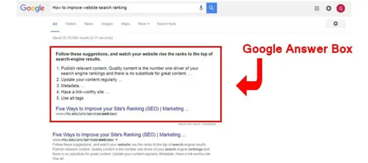 Google Answer Box