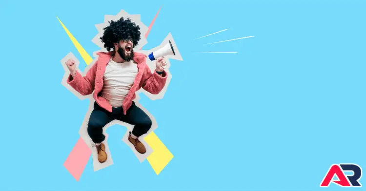 How Does Affiliate Marketing Work? 9 Guy Jumping with Megaphone