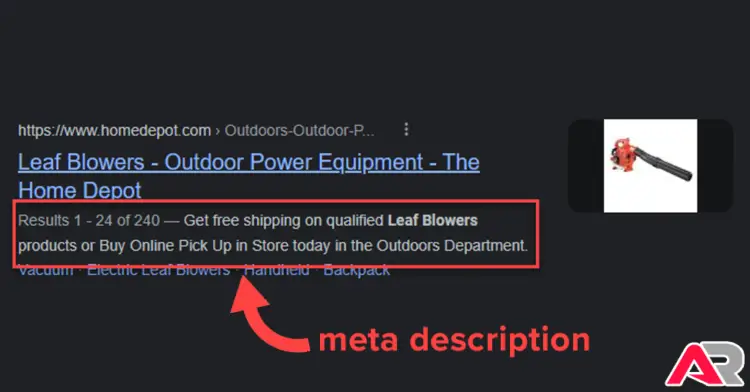 Home Depot Leaf Blower Meta Description write title tags