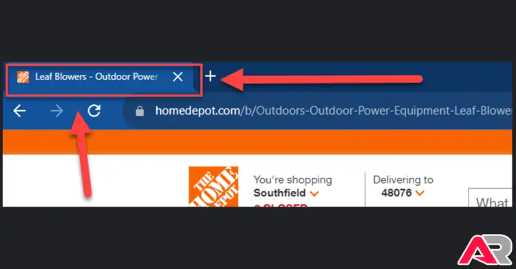 The Home Depot Title Tag Browser Tab