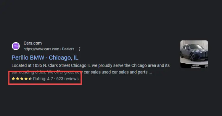Rich Snippets Example Perillo BMW Cars.com