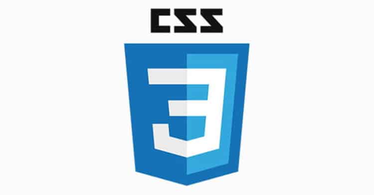 A stylized blue shield icon displays the white number "3" with a light blue shadow and the bold black text "CSS" above it. The image represents the official logo for CSS3 (Cascading Style Sheets), used to design and style web pages.