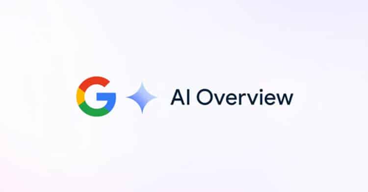 Google logo beside a blue sparkle icon and the words "AI Overview" on a pale background. This graphic introduces a guide on how to Optimize Content for AI Overviews.